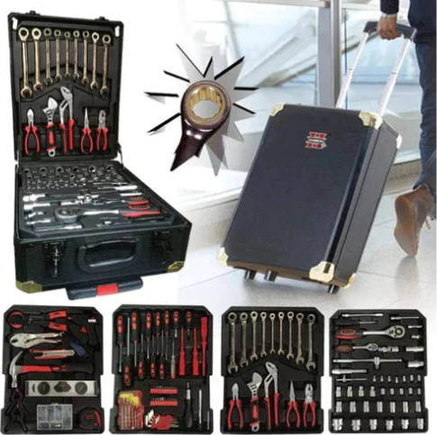 Немски куфар с инструменти 499 части kraft world - тресчотка, ключове, отвертки