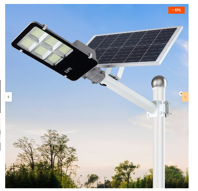 Улична соларна лампа JORTAN с панел и стойка 400W